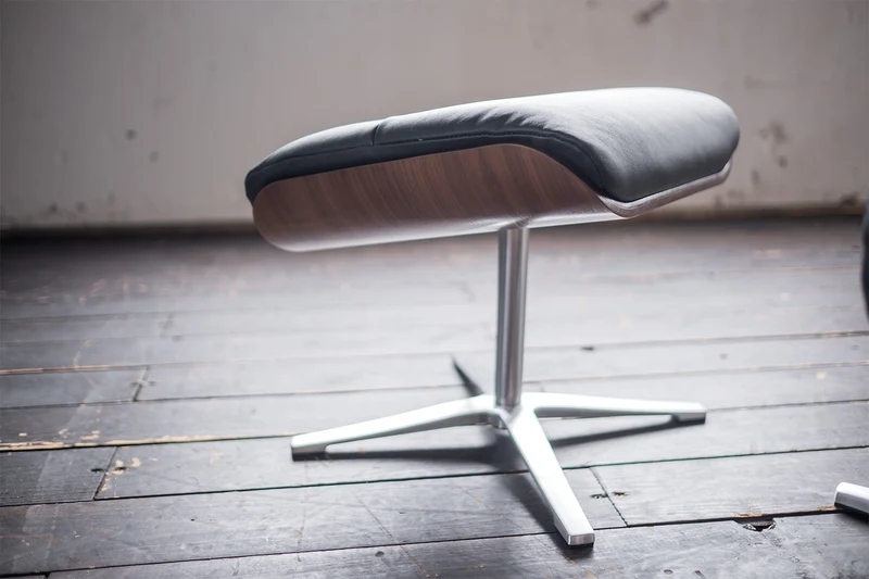 KAWOLA Sessel TOSAR Relaxsessel drehbar Leder schwarz mit Hocker