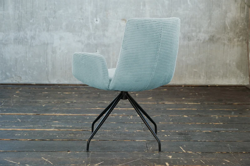 KAWOLA Stuhl NEW CHARME Drehstuhl Esszimmersessel Cord hellblau