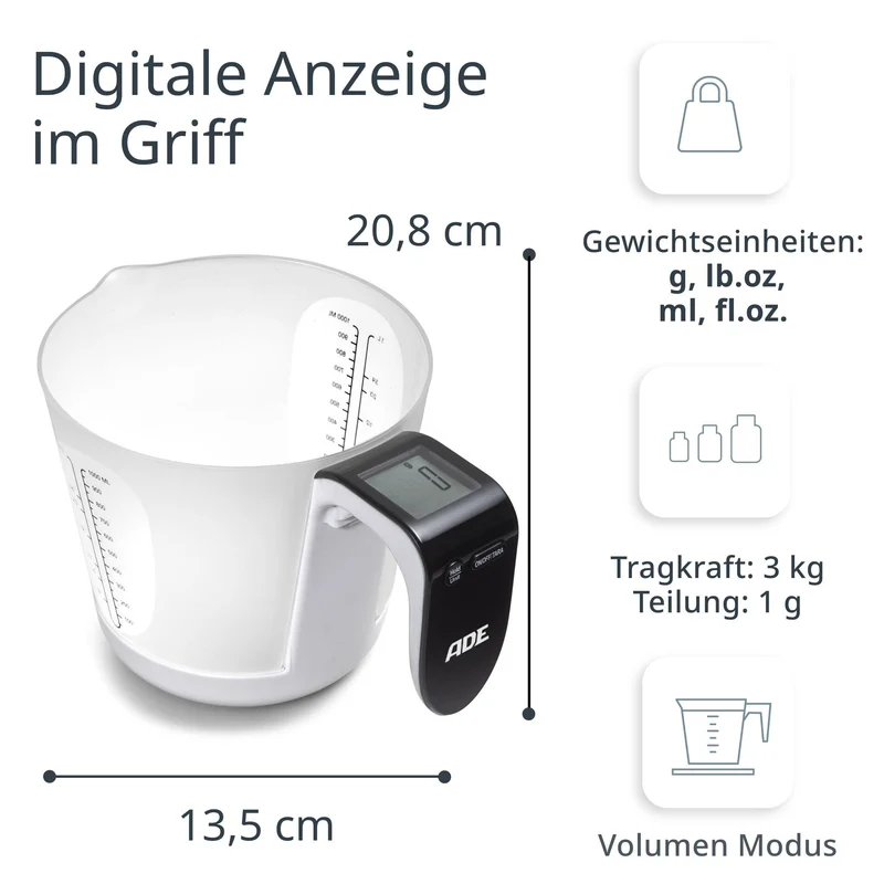 ADE digitale Messbecherwaage Franca - 20,7 cm 1 Liter