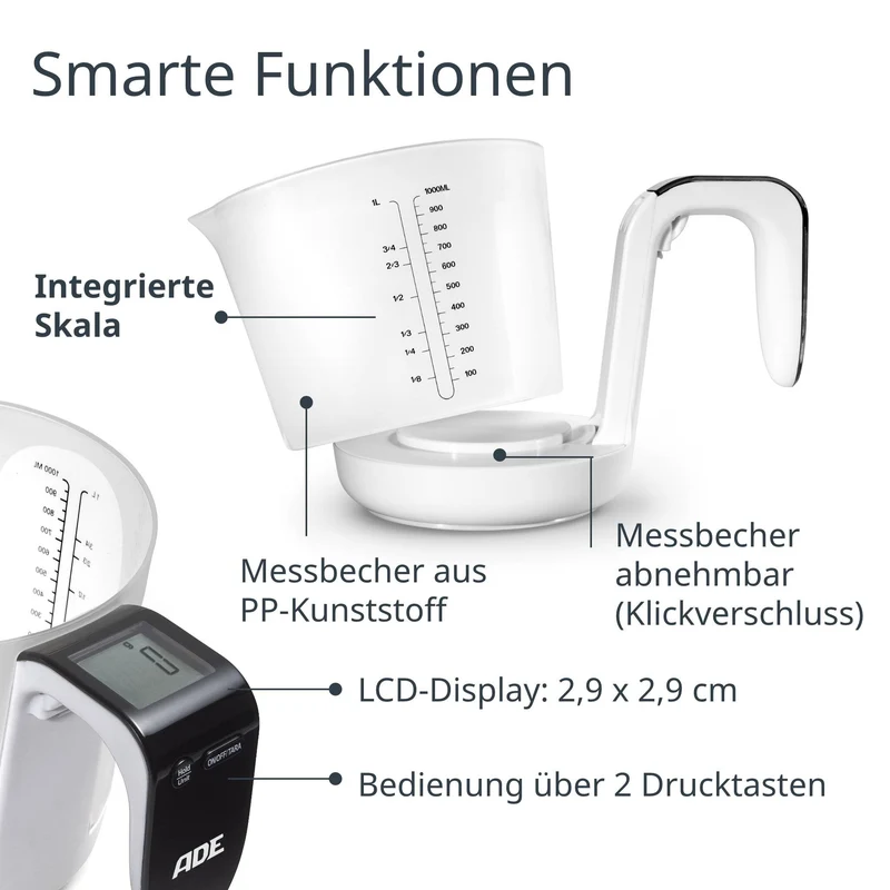 ADE digitale Messbecherwaage Franca - 20,7 cm 1 Liter