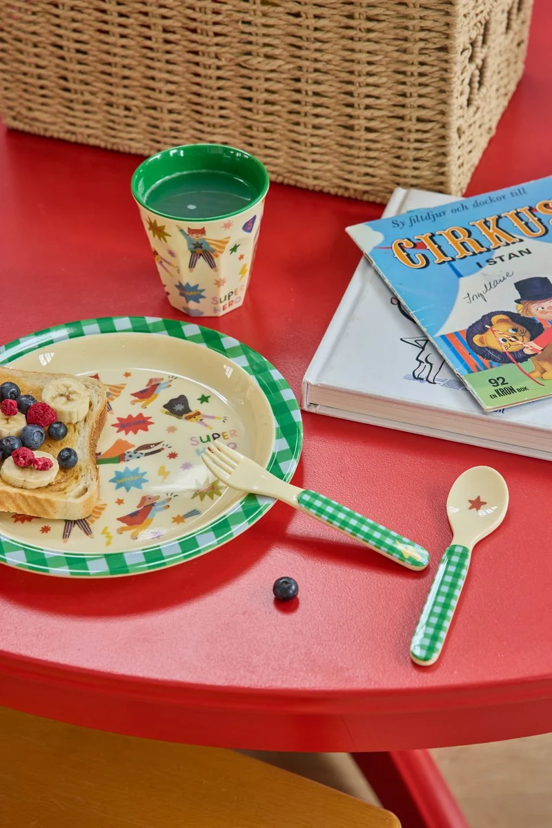 rice- Melamine Kids Lunch Platte with Hero Print green