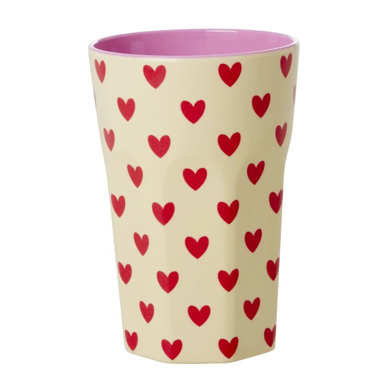rice- Melamin größer Becher Crème "Darling Hearts" Print, 400ml