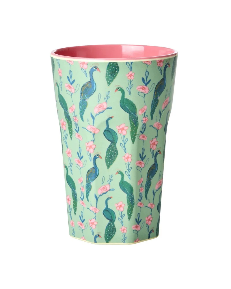 rice- Großer Becher - Grün - Peacock Power Print, 400ml