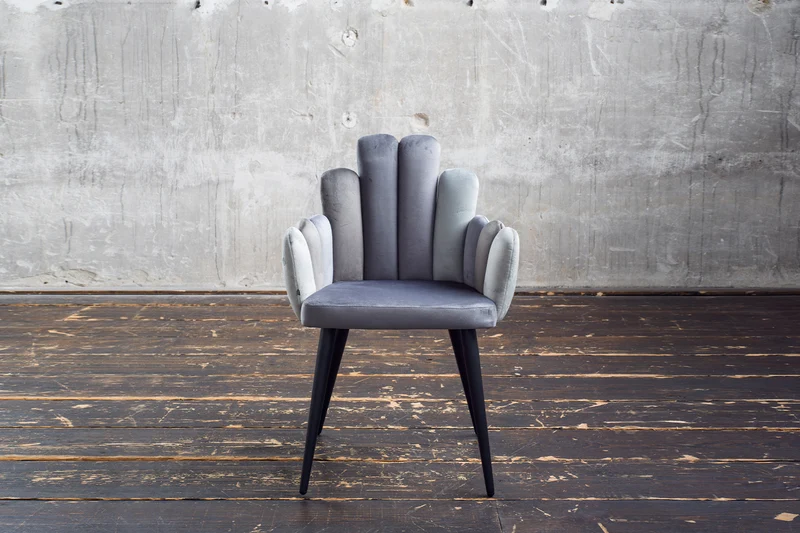 KAWOLA Stuhl FREJA Esszimmerstuhl Velvet grau Fuß schwarz