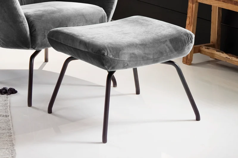 KAWOLA Hocker LOTTE Polsterhocker velvet silber