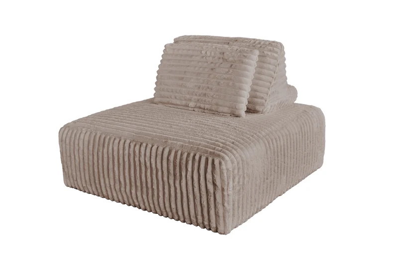 KAWOLA Hocker WIOLO SOFT Polsterhocker mit Rückenkissen Weicher Breitcord taupe