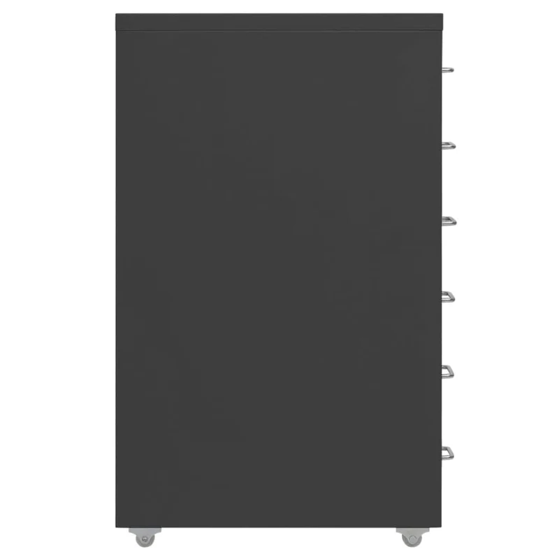 Aktenschrank mit 6 Schubladen Anthrazit - Mobiler Metall-Büroschrank mit Rollen, 28x41x69 cm