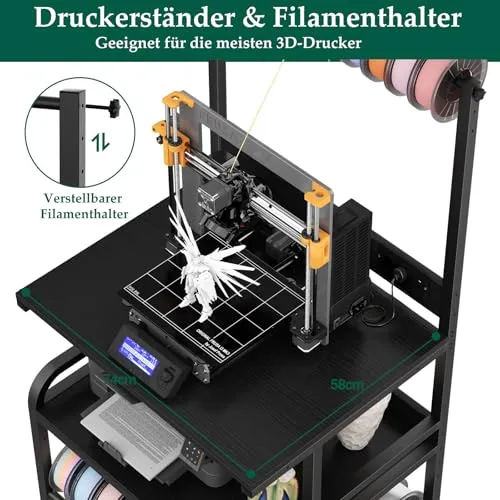 Homieasy 3D-Druckertisch mit Rollen & Ladestation, Schwarz