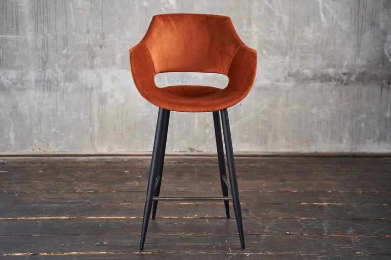KAWOLA Barhocker ZAJA Barstuhl Sitzhöhe 76 cm Velvet cognac