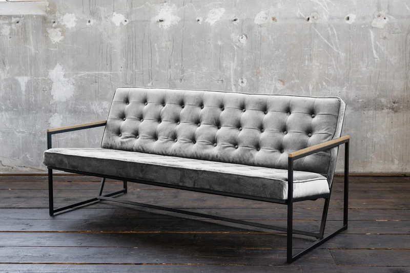 KAWOLA Sofa ARLY Polsterbank Bezug Velvet grau