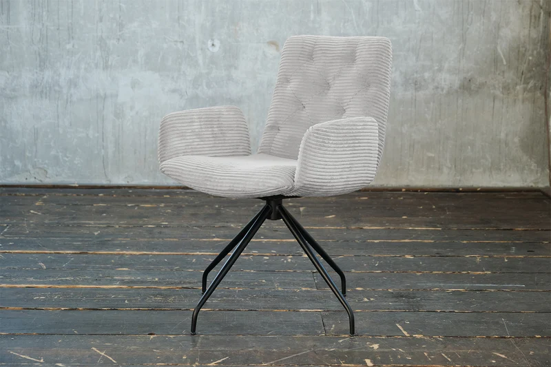 KAWOLA Stuhl NEW CHARME Drehstuhl Esszimmersessel Cord hellgrau