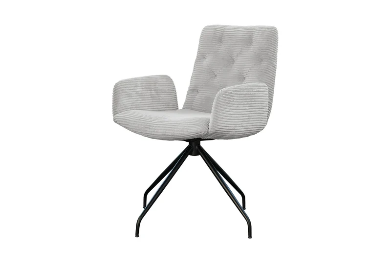 KAWOLA Stuhl NEW CHARME Drehstuhl Esszimmersessel Cord hellgrau