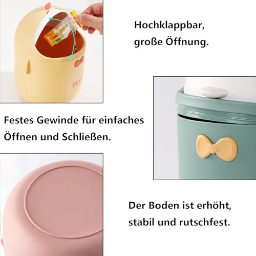 DYOUen Tisch Mülleimer mit Deckel Mini Mülleimer Netter Cartoon Mülleimer für Arbeitstische, Büros, Zuhause (grün)