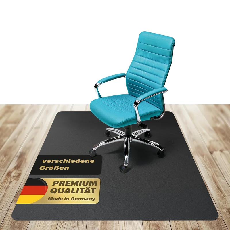 Kaiser Bodenschutzmatte schwarz 90x120 cm - Schreibtischunterlage schwarz - Schreibtischstuhl Unterlage -Schreibtischstuhlunterlage rutschfest - Schutzmatte Bürostuhl - Stuhlunterlage