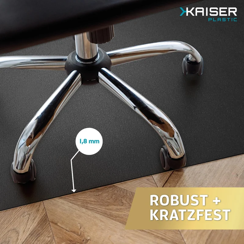 Kaiser Bodenschutzmatte schwarz 90x120 cm - Schreibtischunterlage schwarz - Schreibtischstuhl Unterlage -Schreibtischstuhlunterlage rutschfest - Schutzmatte Bürostuhl - Stuhlunterlage