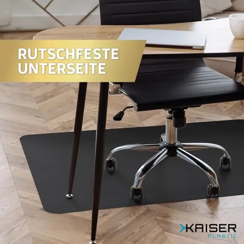 Kaiser Bodenschutzmatte schwarz 90x120 cm - Schreibtischunterlage schwarz - Schreibtischstuhl Unterlage -Schreibtischstuhlunterlage rutschfest - Schutzmatte Bürostuhl - Stuhlunterlage