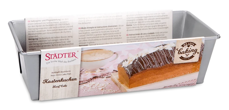 Städter "We Love Baking" Kastenform Metall Silber, Füllmenge 1500ml