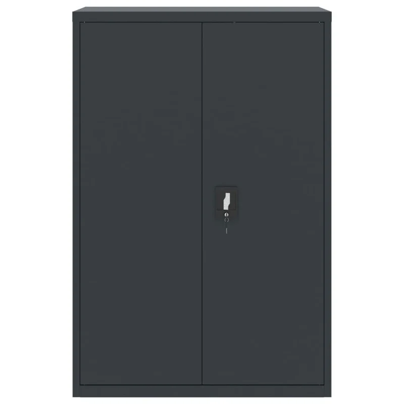 Aktenschrank aus Stahl Anthrazit 90x40x140 cm, Metallschrank mit 3 Regalböden, Abschließbarer Büroschrank für Büro und Archiv, Robuster Metallschrank