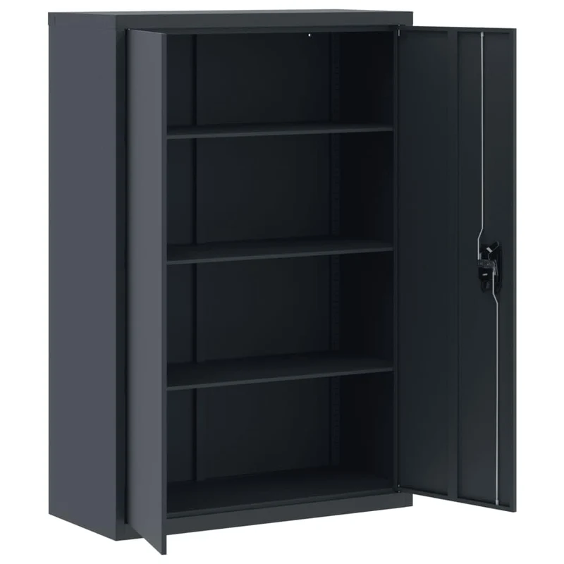 Aktenschrank aus Stahl Anthrazit 90x40x140 cm, Metallschrank mit 3 Regalböden, Abschließbarer Büroschrank für Büro und Archiv, Robuster Metallschrank