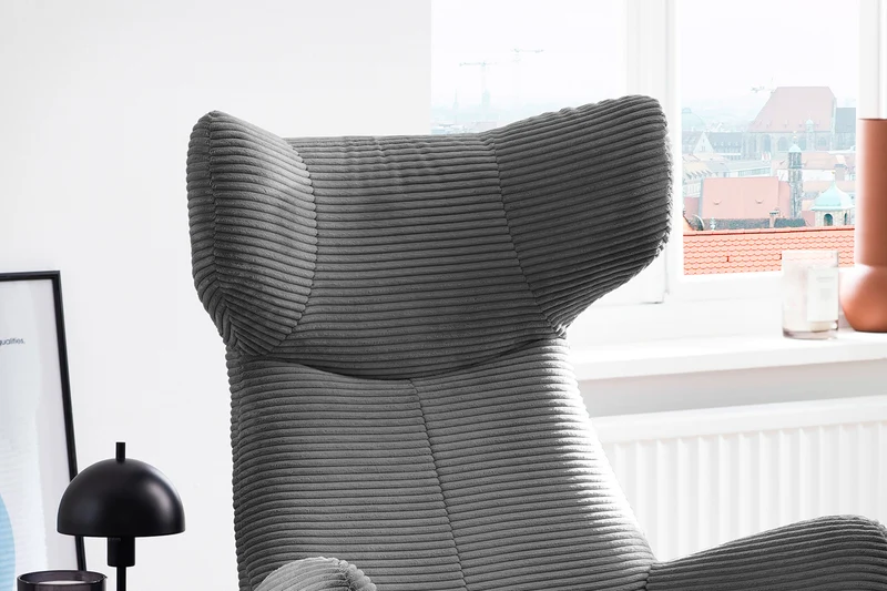 KAWOLA Sessel LOTTE Ohrensessel Cord grau