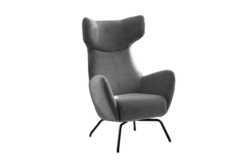 KAWOLA Sessel LOTTE Ohrensessel Cord grau