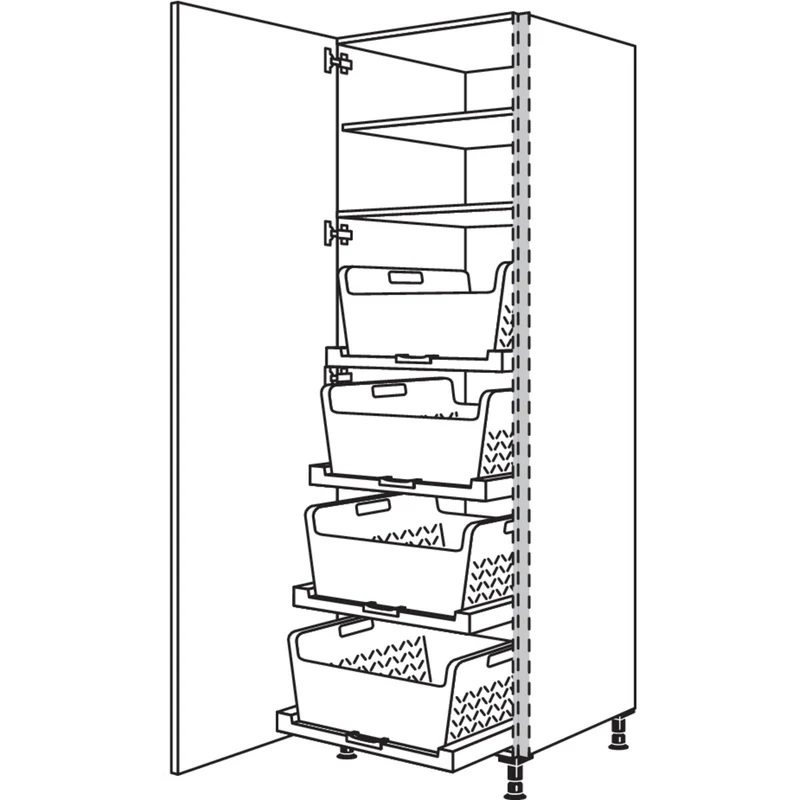 nobilia XL-Hochschrank mit Wäschekorb-Tablar Laundry-Area NHSWTABF60-2X 60 cm