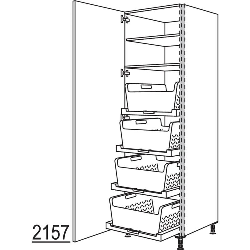 nobilia XL-Hochschrank mit Wäschekorb-Tablar Laundry-Area NHSWTABF60-2X 60 cm