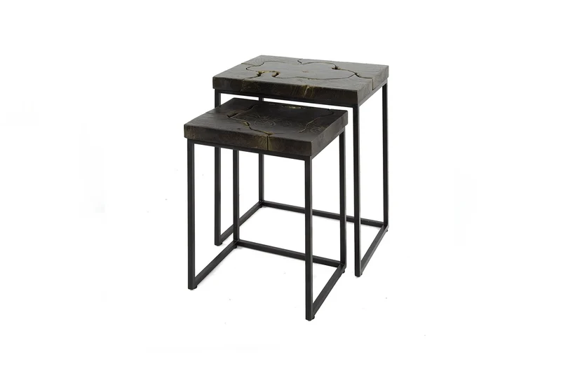 KAWOLA Couchtisch ESCADO Set 2-tlg. Teakholz schwarz