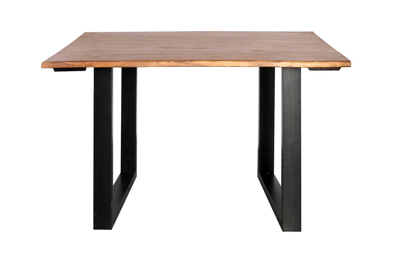 KAWOLA Esstisch LORE 140x90cm Akazie massiv nussbaumfarben natürliche Baumkante mit 2 Ansteckplatten