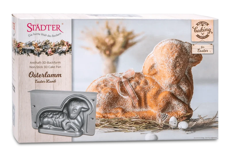 Städter 'we love baking Osterlamm 3D-Backform Metall Silber, 2300ml'