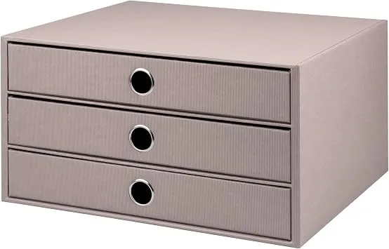 Rössler SOHO 3er Schubladenbox A4 aus Papier | Büro Organizer Schreibtisch| Schubladen Organizer Büro Zubehör & Bürobedarf | Schreibtisch Organizer Box | 34 x 25 x 19 cm | 1 Stück | Farbe: Taupe