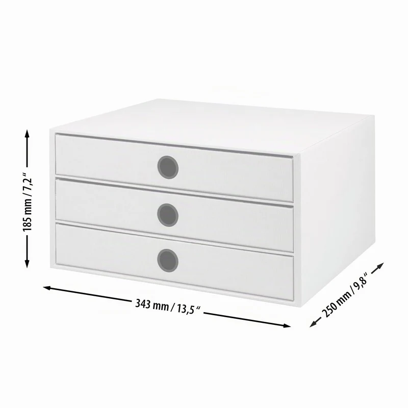 Rössler SOHO 3er Schubladenbox A4 aus Papier | Büro Organizer Schreibtisch| Schubladen Organizer Büro Zubehör & Bürobedarf | Schreibtisch Organizer Box | 34 x 25 x 19 cm | 1 Stück | Farbe: Taupe