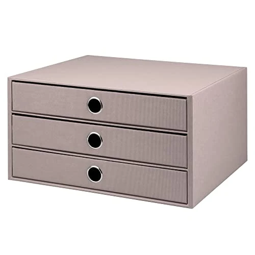 Rössler SOHO 3er Schubladenbox A4 aus Papier | Büro Organizer Schreibtisch| Schubladen Organizer Büro Zubehör & Bürobedarf | Schreibtisch Organizer Box | 34 x 25 x 19 cm | 1 Stück | Farbe: Taupe