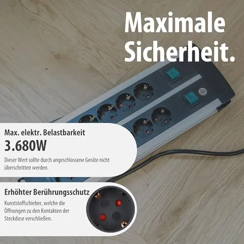 Brennenstuhl Premium-Alu-Line Steckdosenleiste 12-Fach, 3m