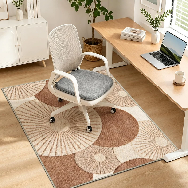 90x120 cm Bürostuhlmatte für Teppich rutschfeste Bodenschutzmatte Bürostuhl Schreibtischstuhl Unterlage Für Holzböden Bürostuhlunterlage für Homeoffice Gaming Yoga Braun Beige