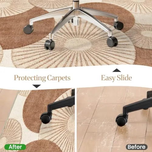 90x120 cm Bürostuhlmatte für Teppich rutschfeste Bodenschutzmatte Bürostuhl Schreibtischstuhl Unterlage Für Holzböden Bürostuhlunterlage für Homeoffice Gaming Yoga Braun Beige