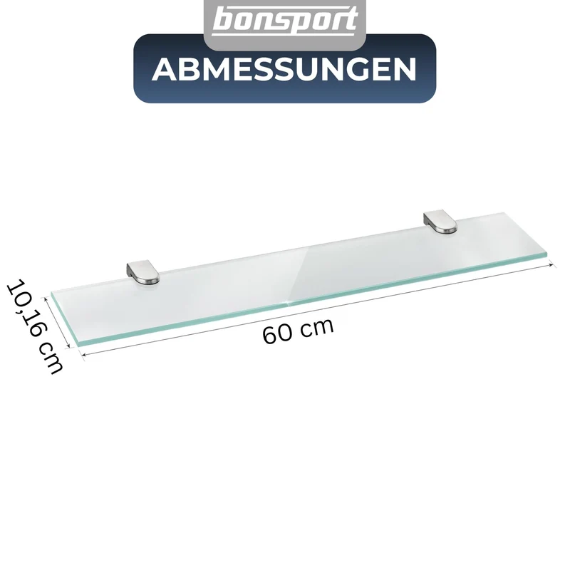 bonsport Glasregal Wandregal für Badezimmer Milchglas, 60x10,16x0,6cm