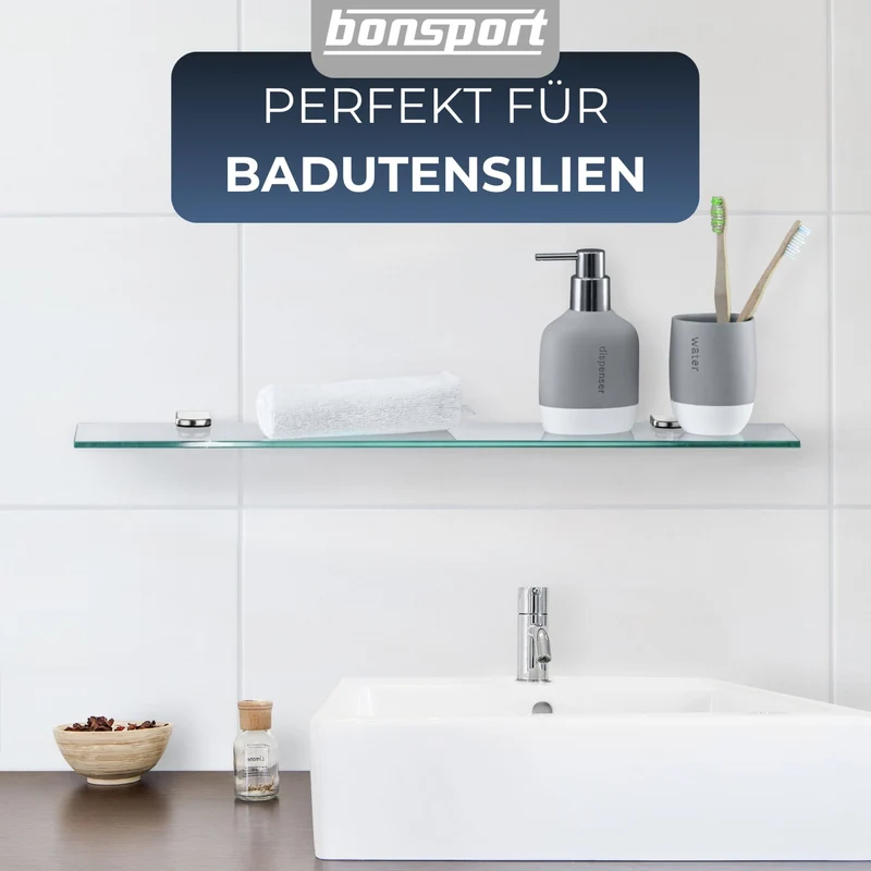 bonsport Glasregal Wandregal für Badezimmer Milchglas, 60x10,16x0,6cm