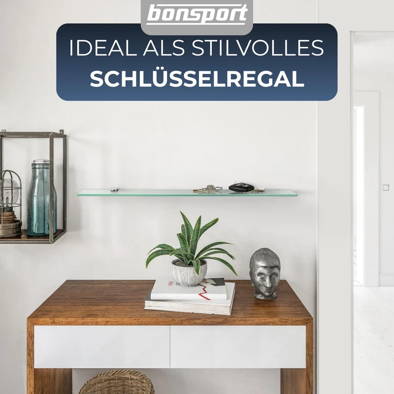 bonsport Glasregal Wandregal für Badezimmer Milchglas, 60x10,16x0,6cm