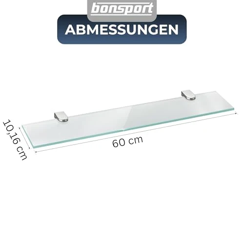 bonsport Glasregal Wandregal für Badezimmer Milchglas, 60x10,16x0,6cm