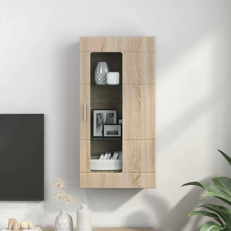 Holzschrank Sonoma-Eiche Holzwerkstoff, Standschrank mit Fächern