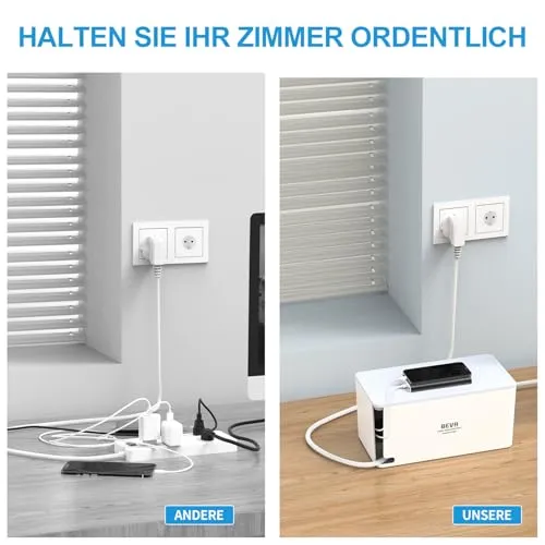 BEVA Kabelbox mit Steckdosenleiste 3680W/16A und 2M Kabel,Weiß