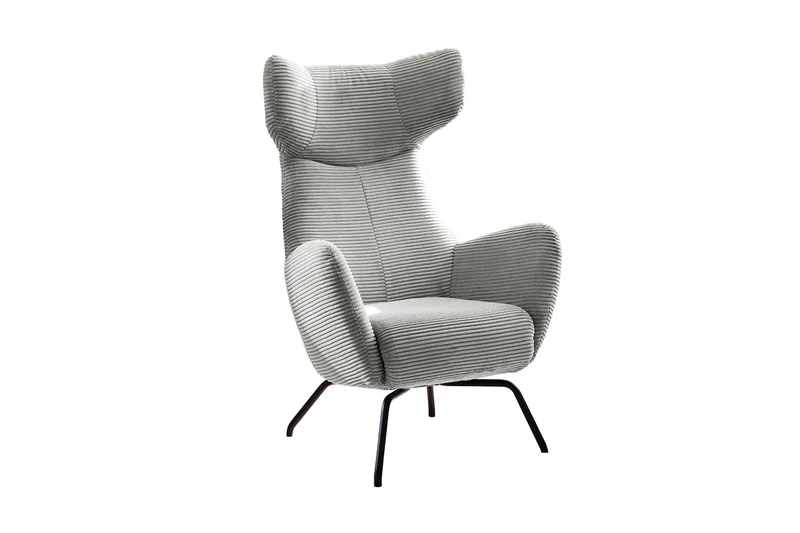 KAWOLA Sessel LOTTE Ohrensessel Cord hellgrau