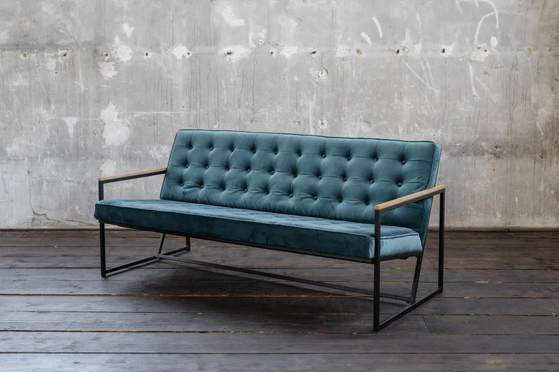 KAWOLA Sofa ARLY Polsterbank Bezug Velvet petrol
