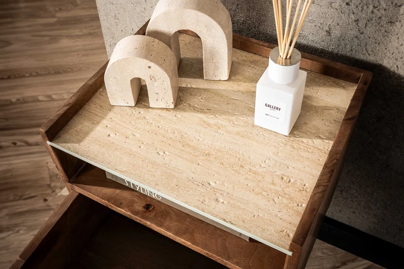 KAWOLA Nachttisch NORYN XL hängend Mangoholz massiv natur 1 Schublade