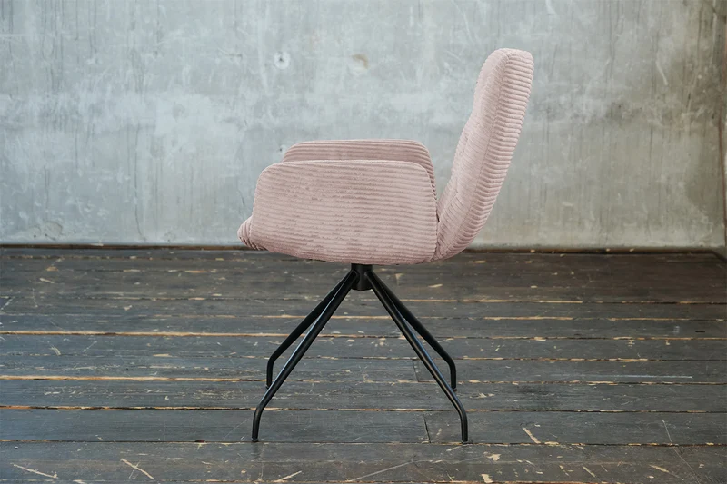 KAWOLA Stuhl NEW CHARME Drehstuhl Esszimmersessel Cord rosa