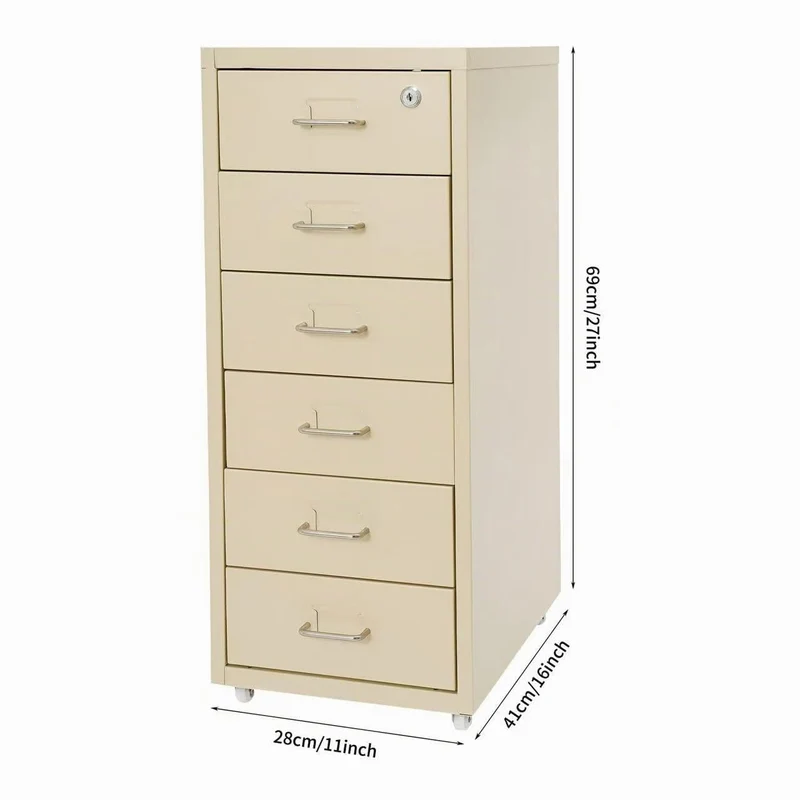Aktenschrank 6 Schubladen Rollcontainer Abschließbarer Schrank