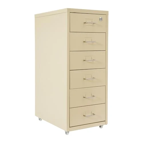 Aktenschrank 6 Schubladen Rollcontainer Abschließbarer Schrank