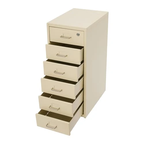 Aktenschrank 6 Schubladen Rollcontainer Abschließbarer Schrank