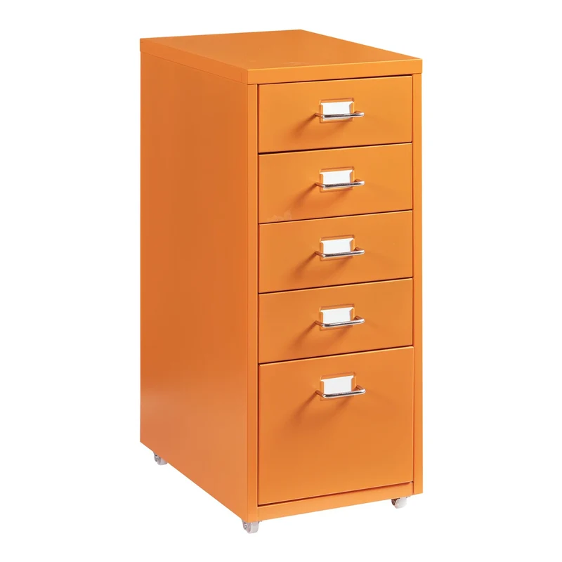 Helloshop26 Büroschrank, Rollschrank, mit 5 Schubladen, 69 x 28 x 41 cm, Orange 03_0009103